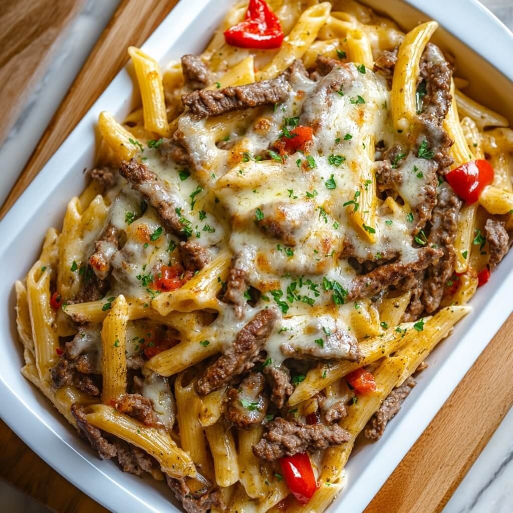 Recipe for Philly Cheesesteak Pasta