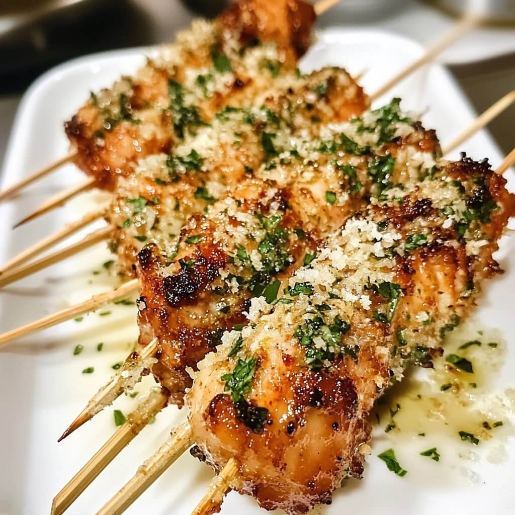 Air Fried Garlic Parmesan Chicken Skewers