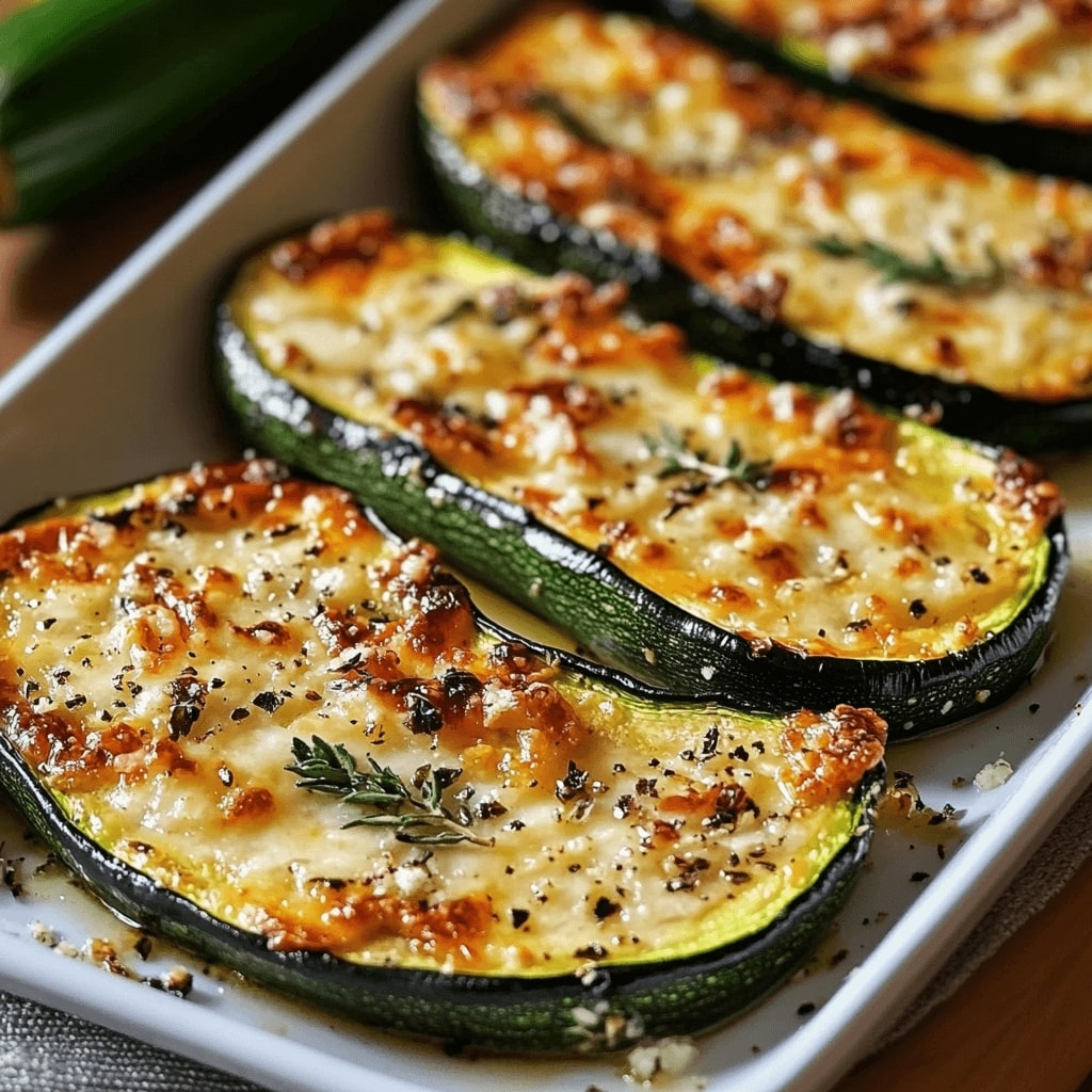 Cheesy Garlic Zucchini Steaks Homemade Recipe