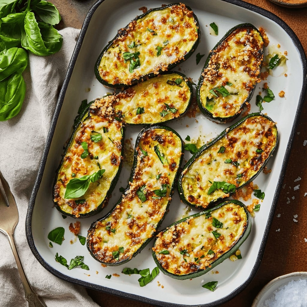 Cheesy Garlic Zucchini Steaks Recipe
