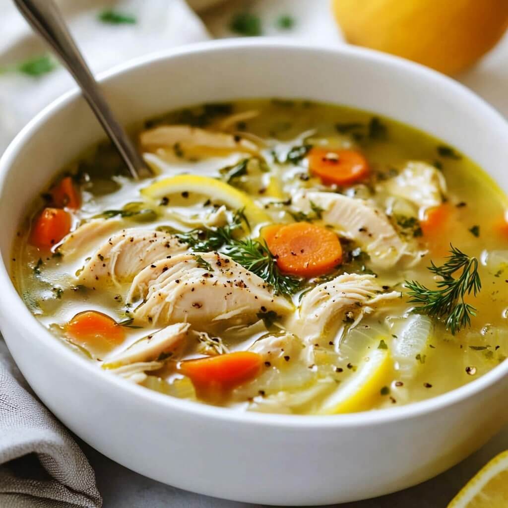 Greek Lemon Chicken and Rice Soup