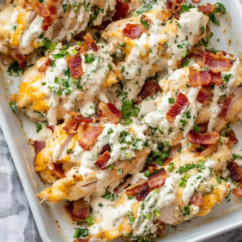 Keto Chicken Bacon Ranch Casserole With Cream Cheese