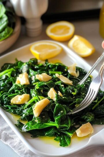 Brown Butter Sauteed Spinach with Lemon