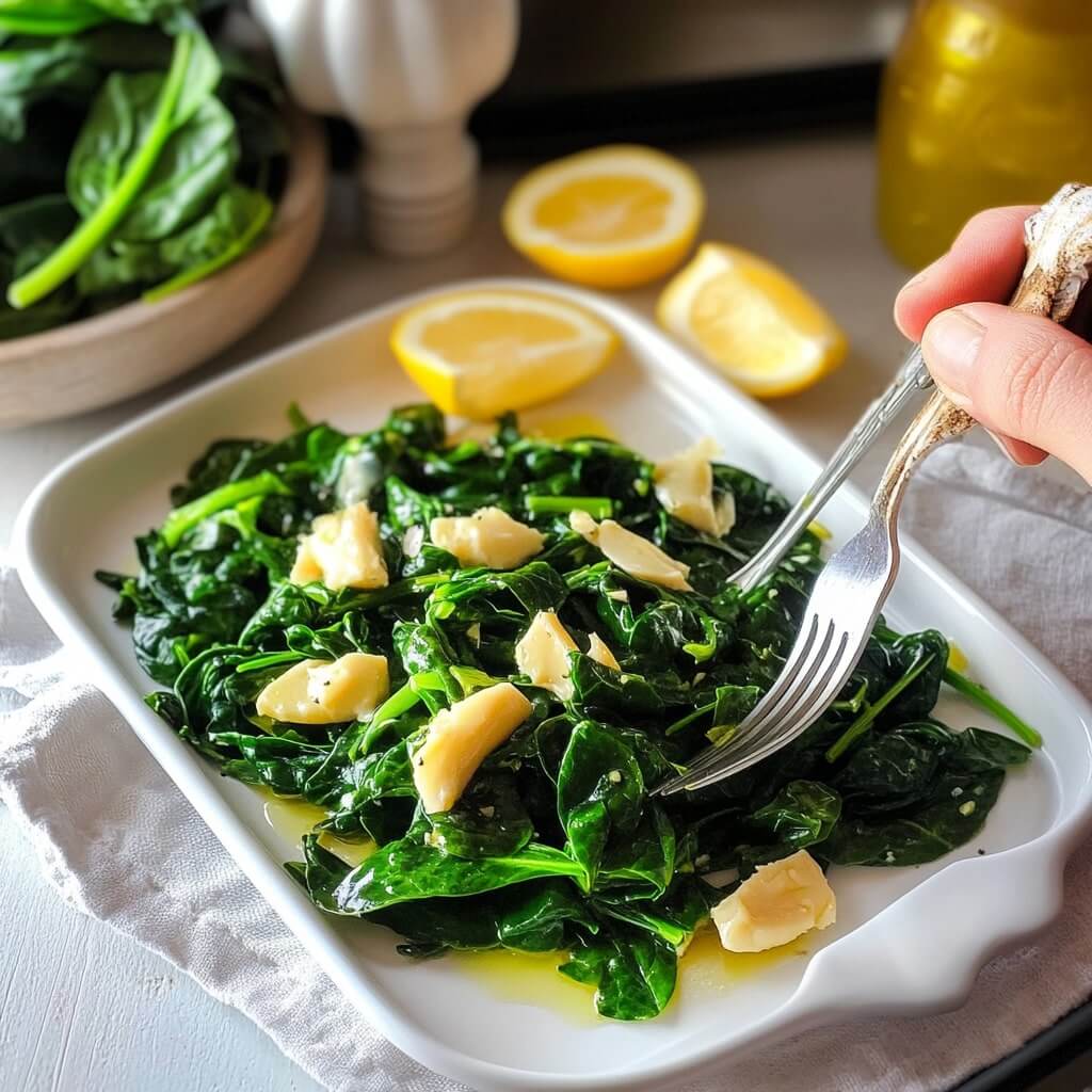 Brown Butter Sauteed Spinach with Lemon