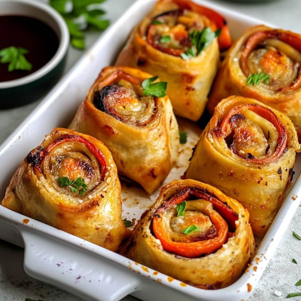 Cheesy Baked Vegetable Rolls