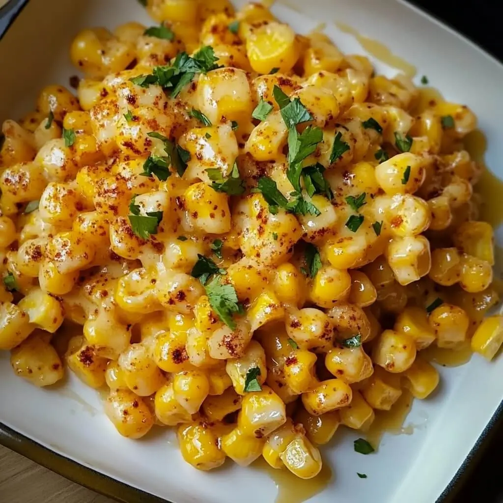 Corn Cooked in a Skillet With Honey and Butter.