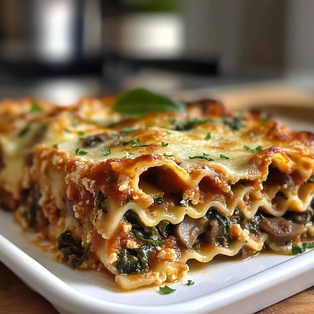 Creamy Spinach Mushroom Lasagna