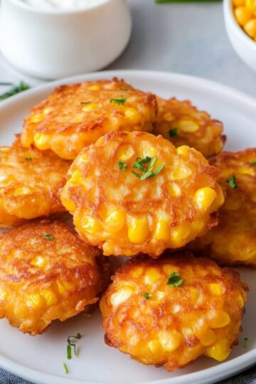 Easy cheesy corn fritters