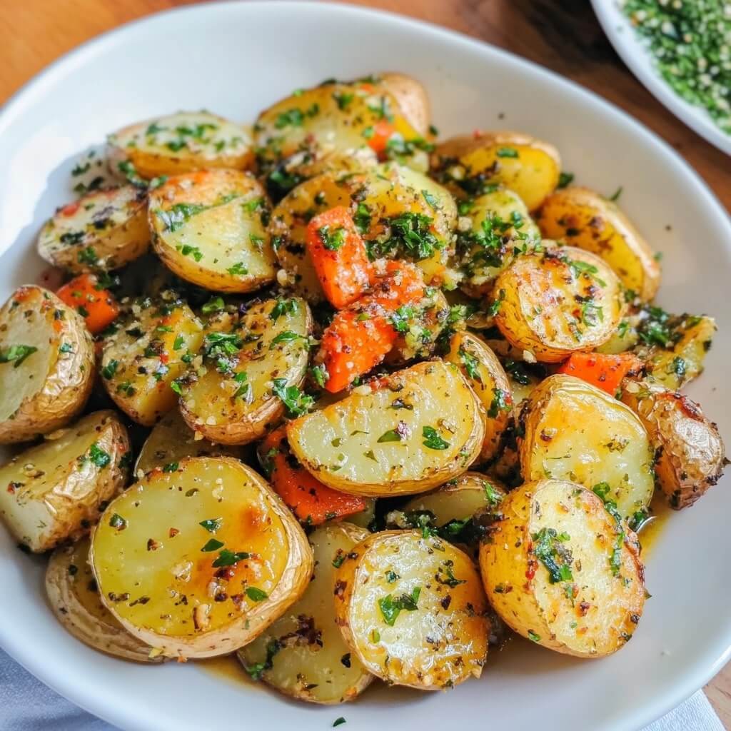 Garlic Herb Roasted Potatoes Carrots and Zucchini Recipe