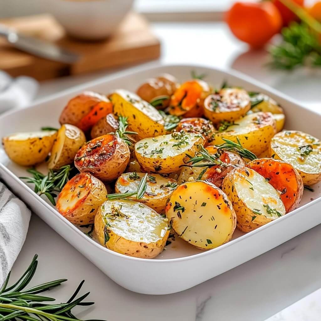 Garlic Herb Roasted Sweet Potatoes
