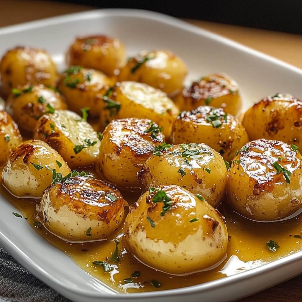 Garlic butter baby potatoes in microwave