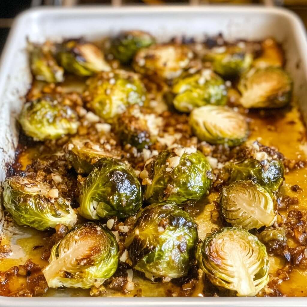 Low Carb Garlic Roasted Brussels