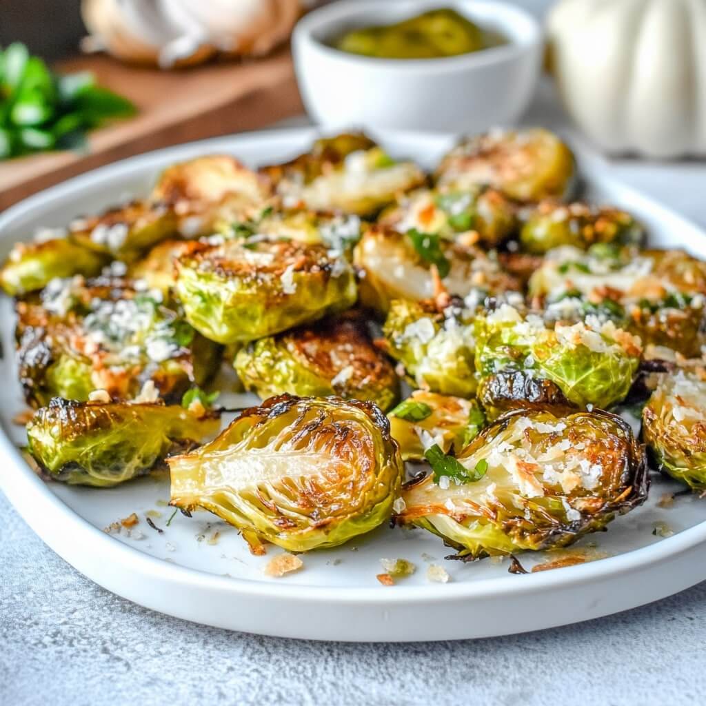 Low Carb Garlic Roasted Brussels