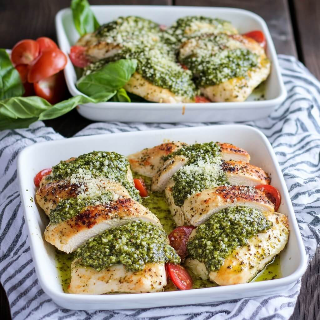 Low Carb Pesto Baked Chicken