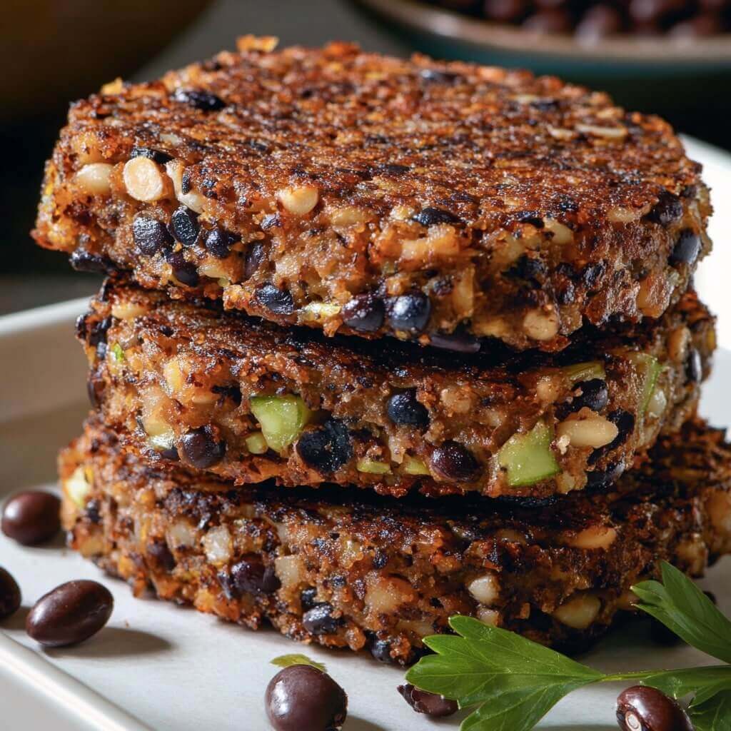Portobello black bean burgers