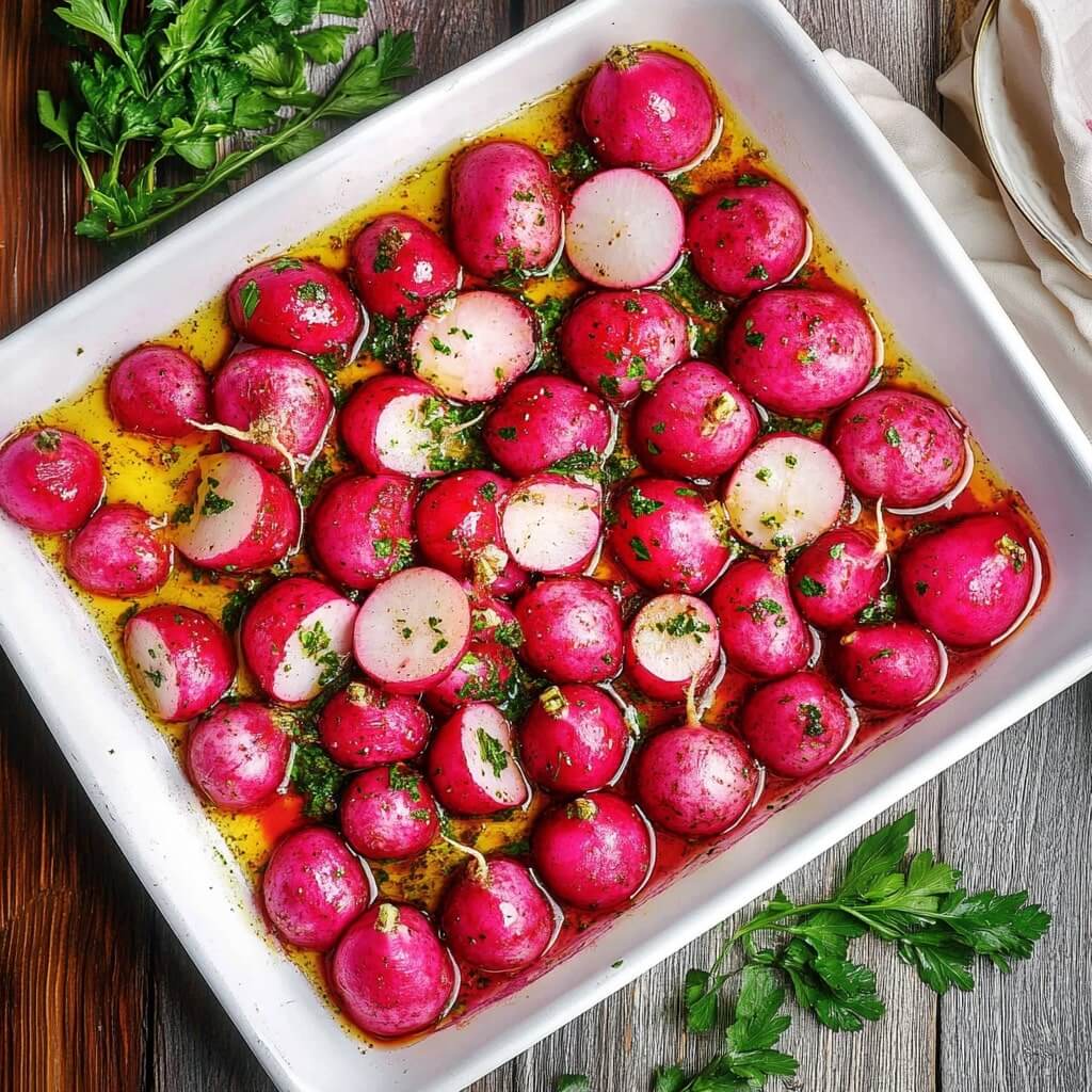 Roasted Brussels Sprouts and Radishes