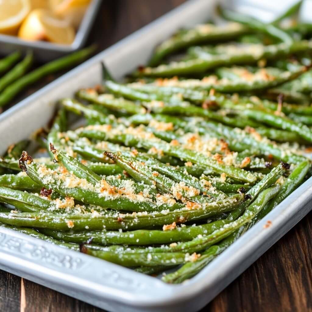 Roasted Green Beans Garlic Parmesan Lemon