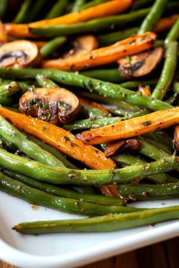 Roasted Green Beans Mushrooms and Potatoes