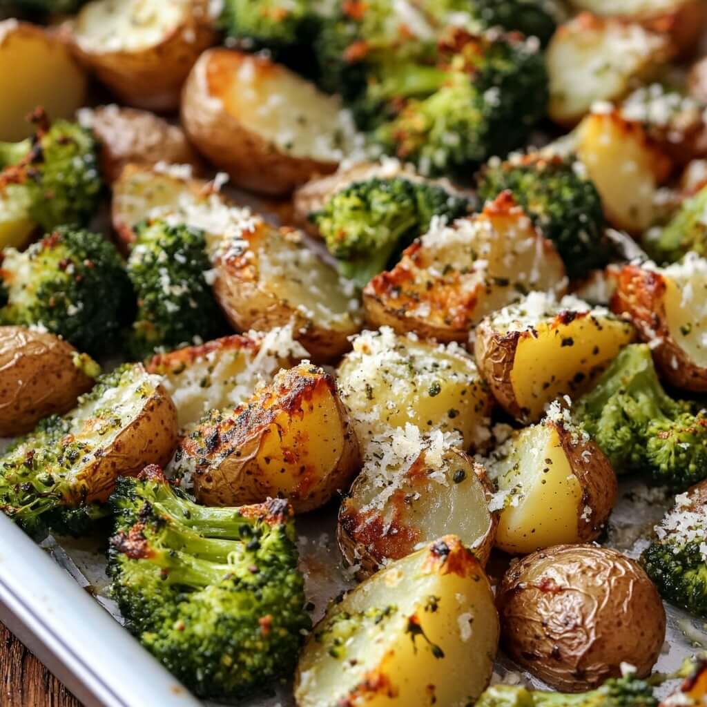 Roasted Parmesan Potatoes & Broccoli