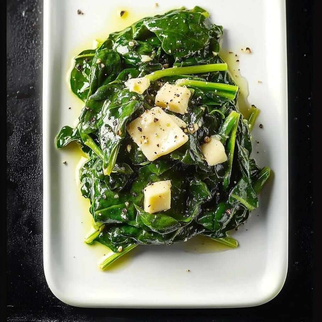 Sautéed spinach with garlic and Parmesan