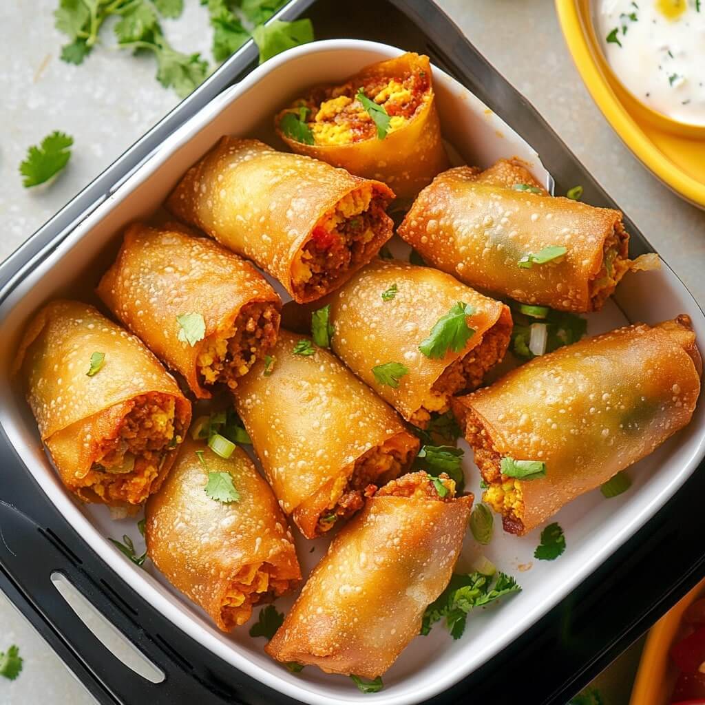 Vegetarian Air Fryer Taco Egg Rolls