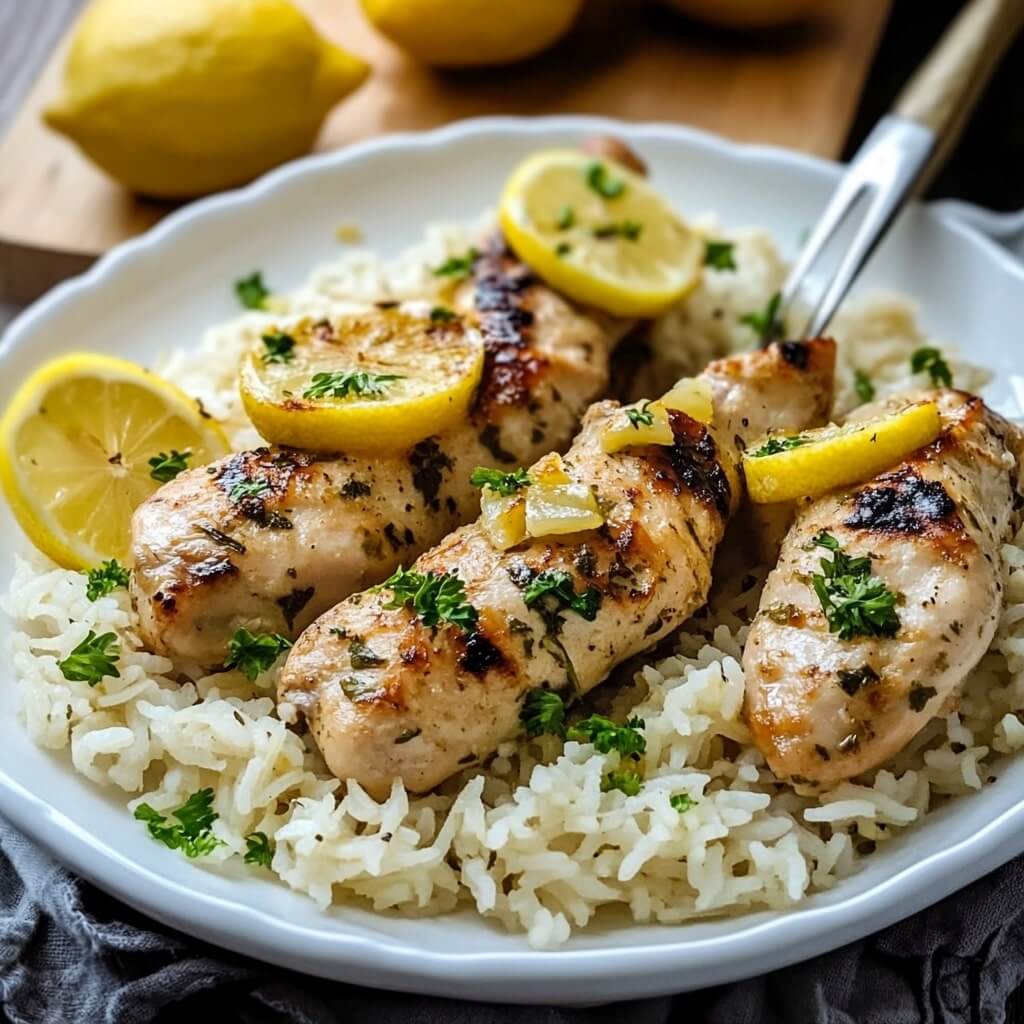 one-pot Greek Chicken and Lemon Rice skillet