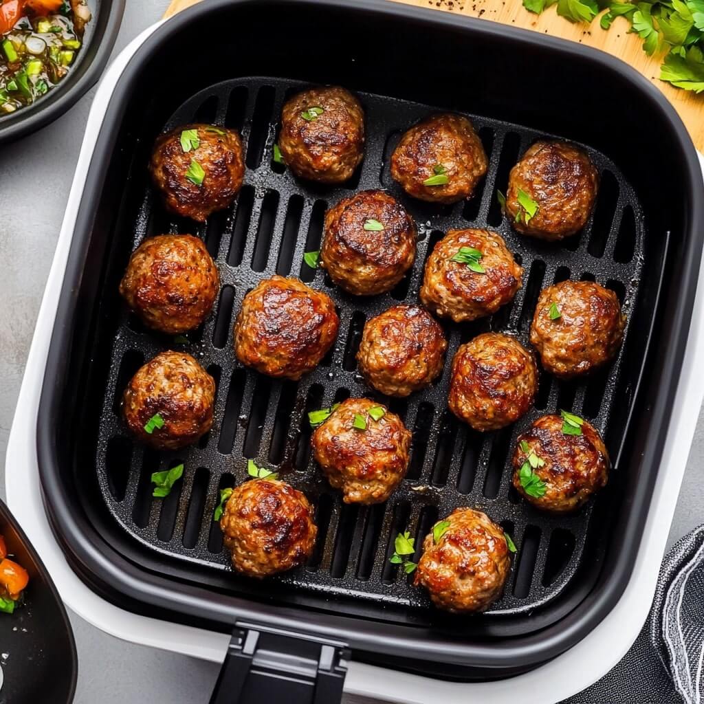 Air fryer meatballs for spaghetti