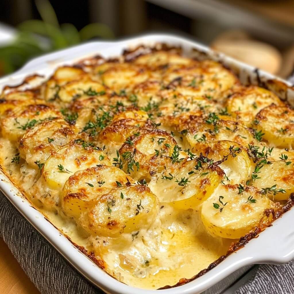 Cheesy & Crispy Potatoes Au Gratin