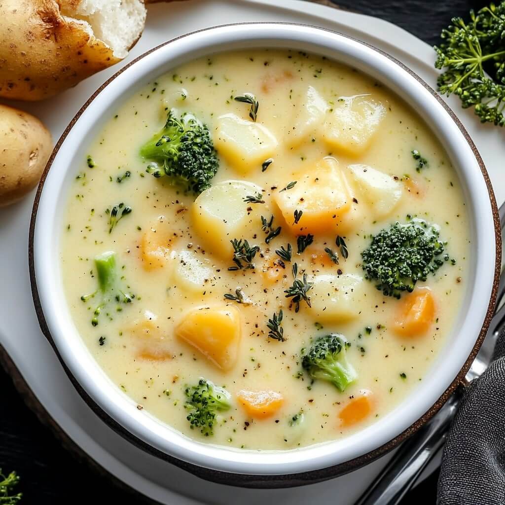 Cheesy and Creamy Broccoli Potato Soup