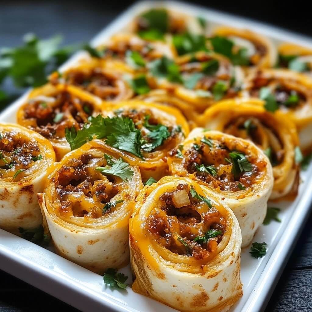 Cheesy taco pinwheels recipe with tortillas