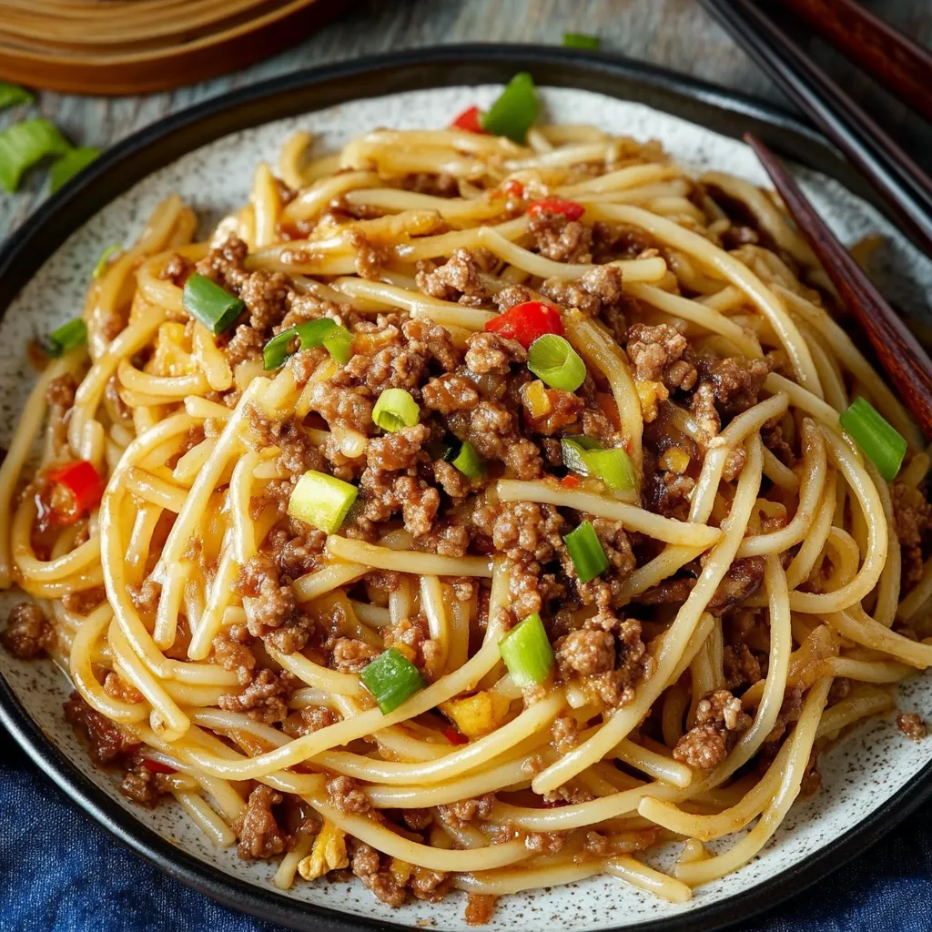 Chinese Style Ground Beef Pasta