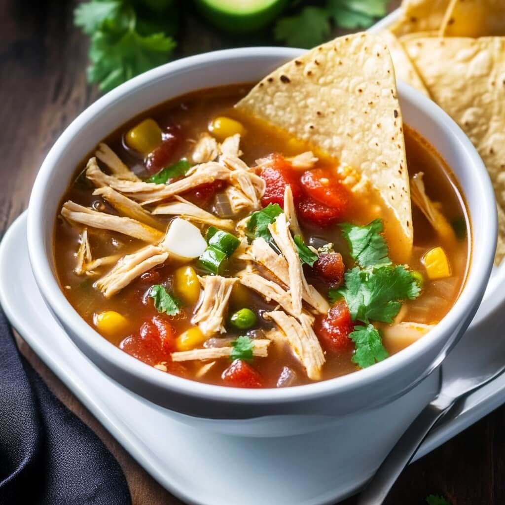 Creamy Chicken Tortilla Soup with Avocado