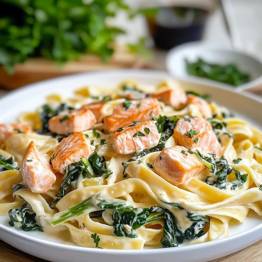 Creamy Salmon Pasta with Fresh Greens