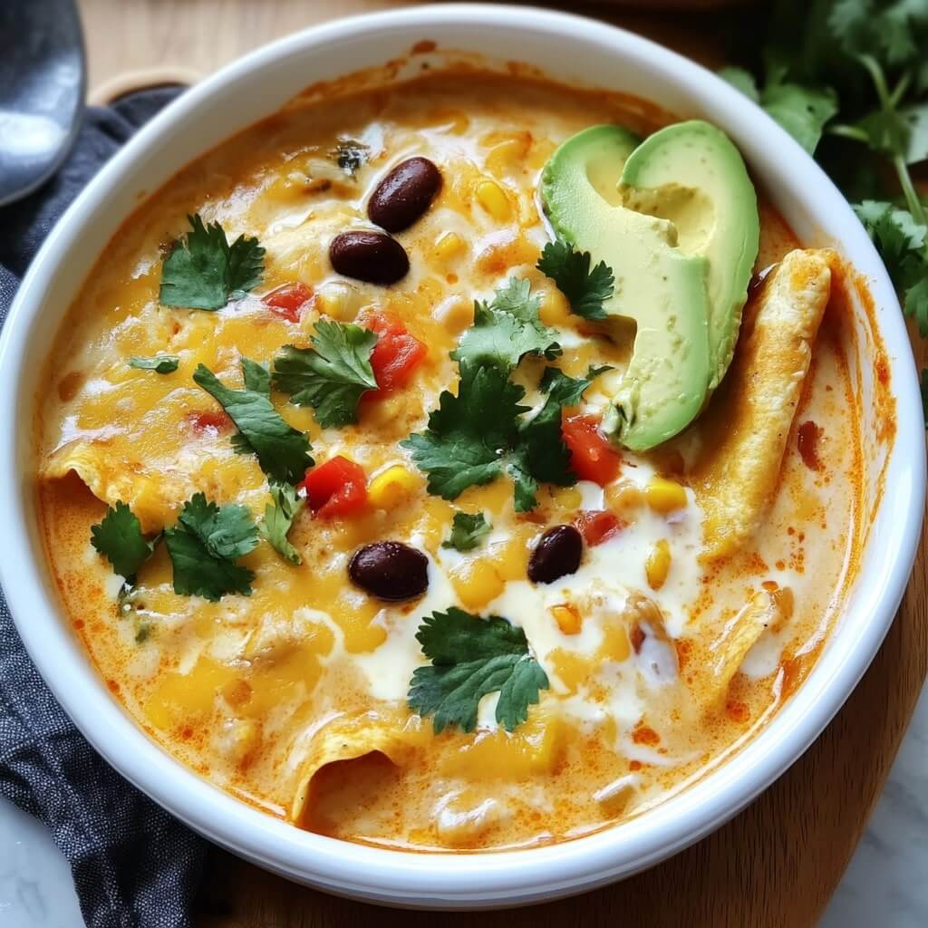 Creamy and Spicy Chicken Enchilada Soup