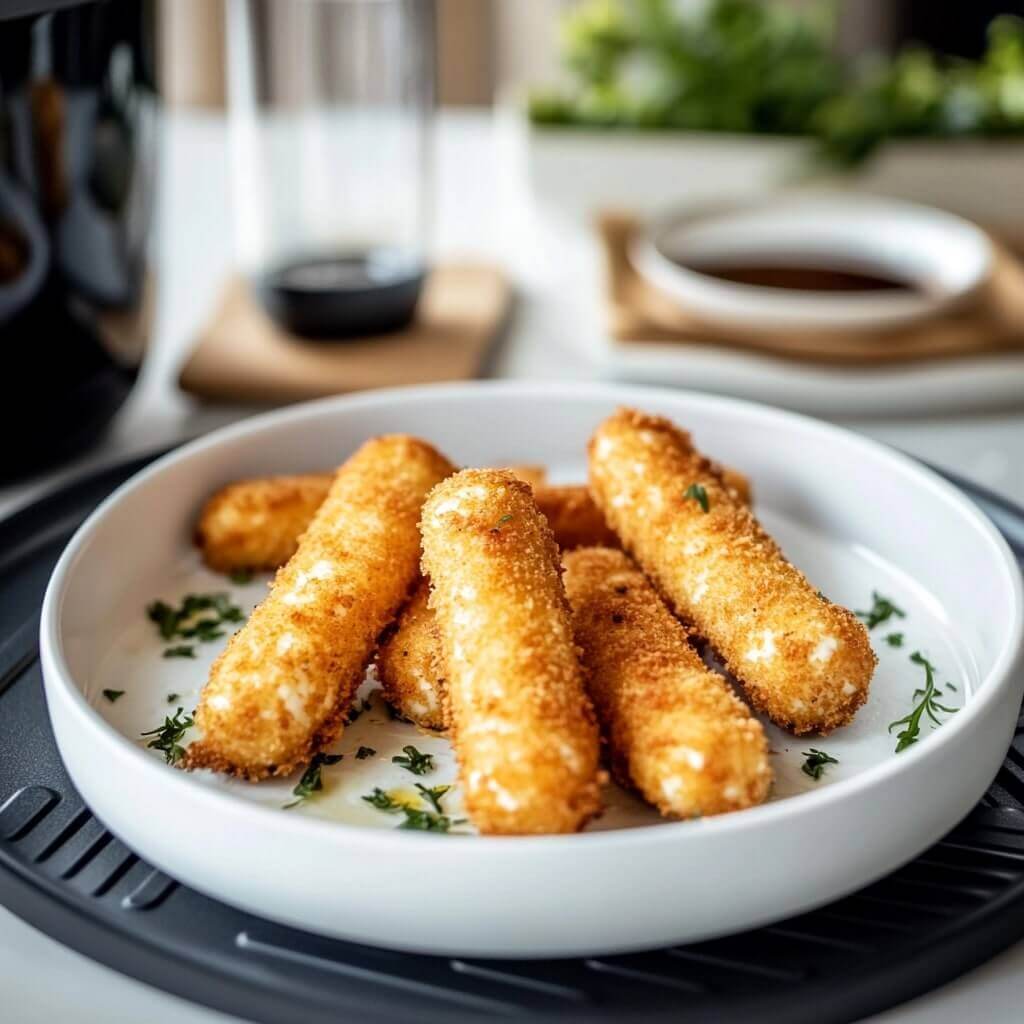 Crispy and Gooey Air Fryer Mozzarella Sticks
