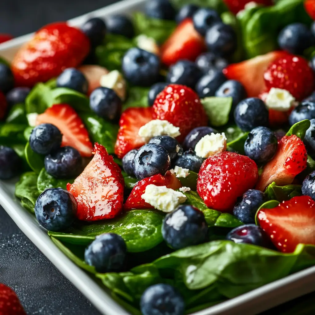 Easy and Delicious Strawberry Spinach Salad with Blueberries
