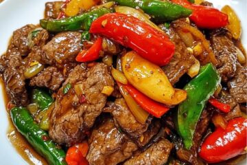 Flavorful Chinese Pepper Steak with Rice