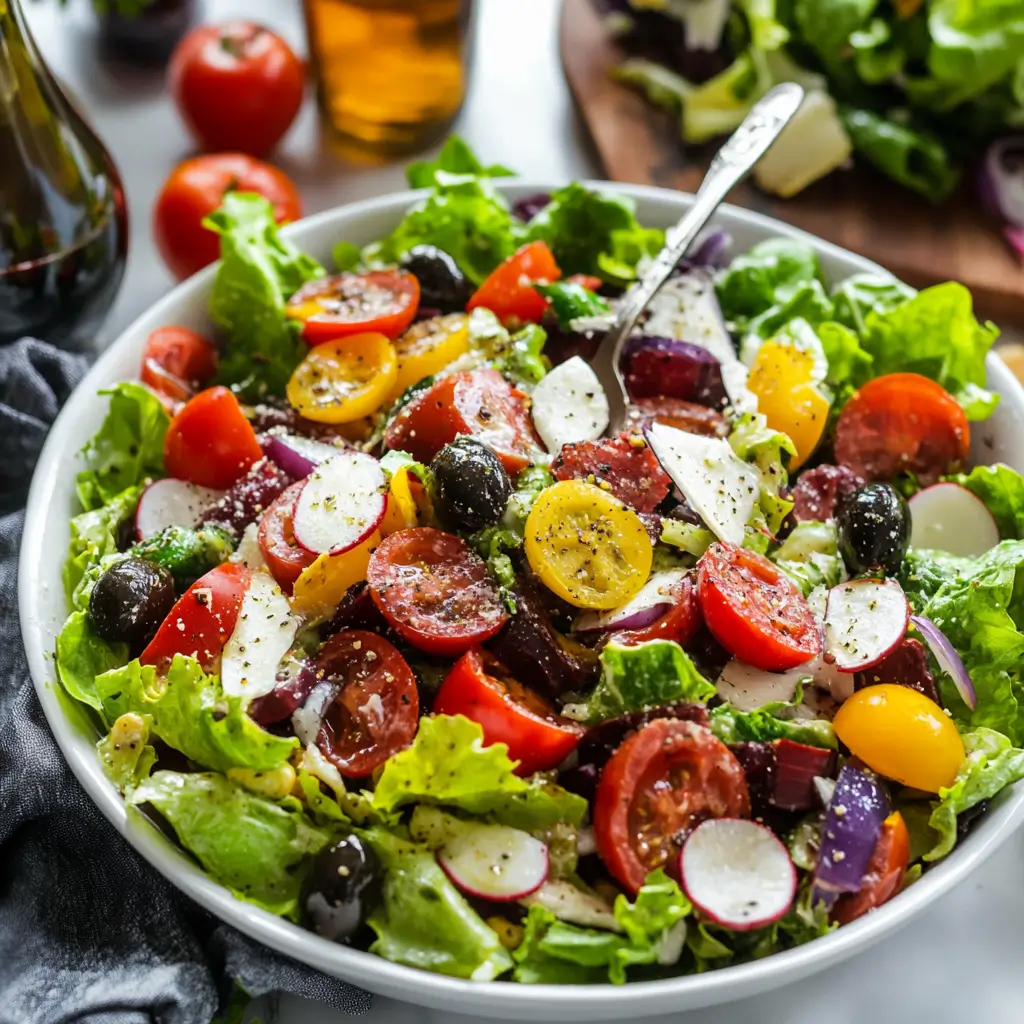 Fresh & Zesty Italian Salad with Red Wine Vinaigrette