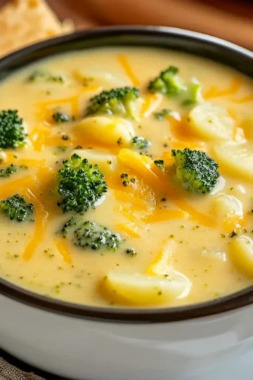 Healthy Crockpot Potato Broccoli Cheddar Soup