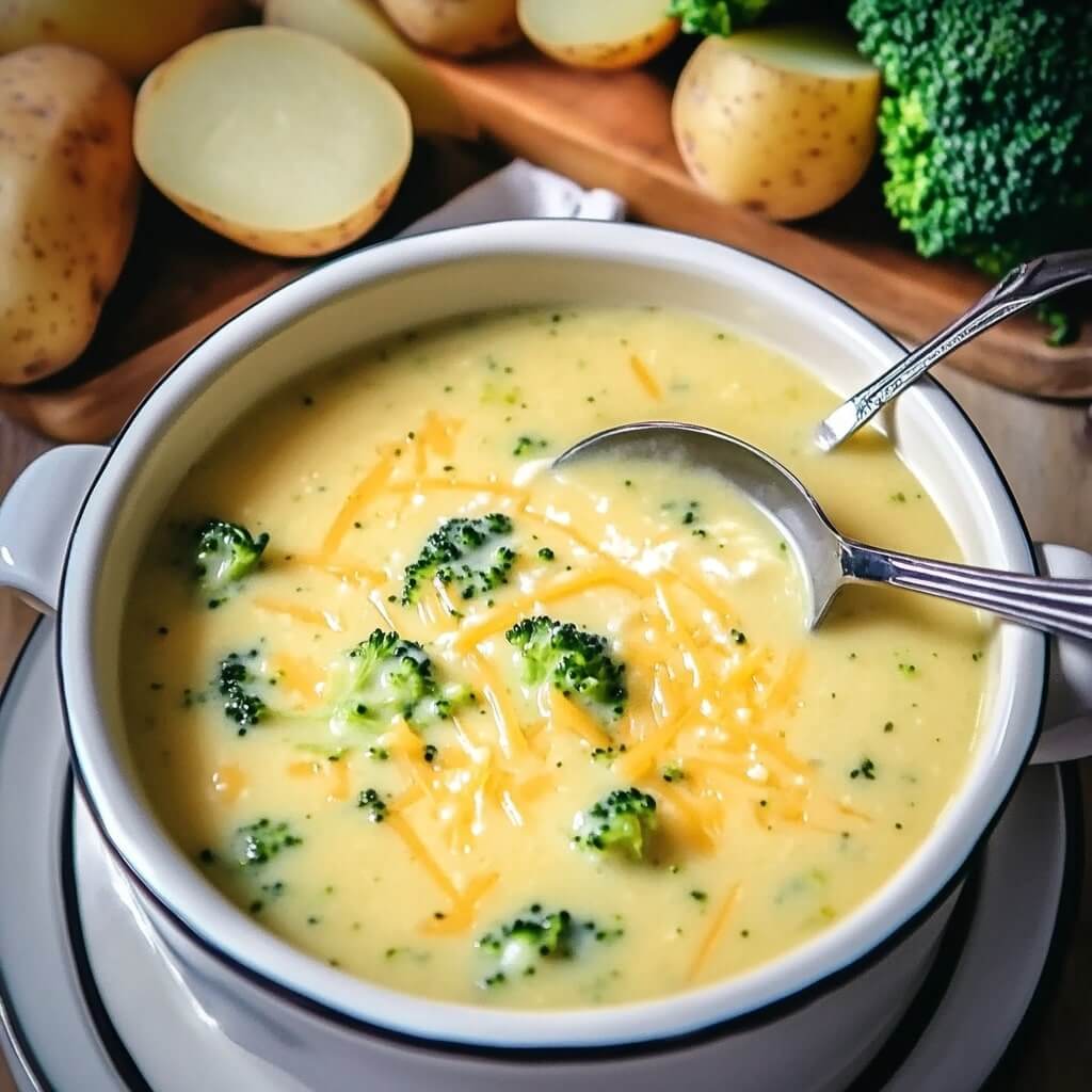 Hearty Broccoli Potato Cheese Soup Recipe