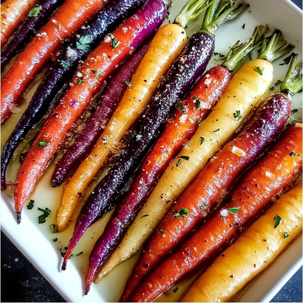 Honey Roasted Rainbow Carrots Recipe Card