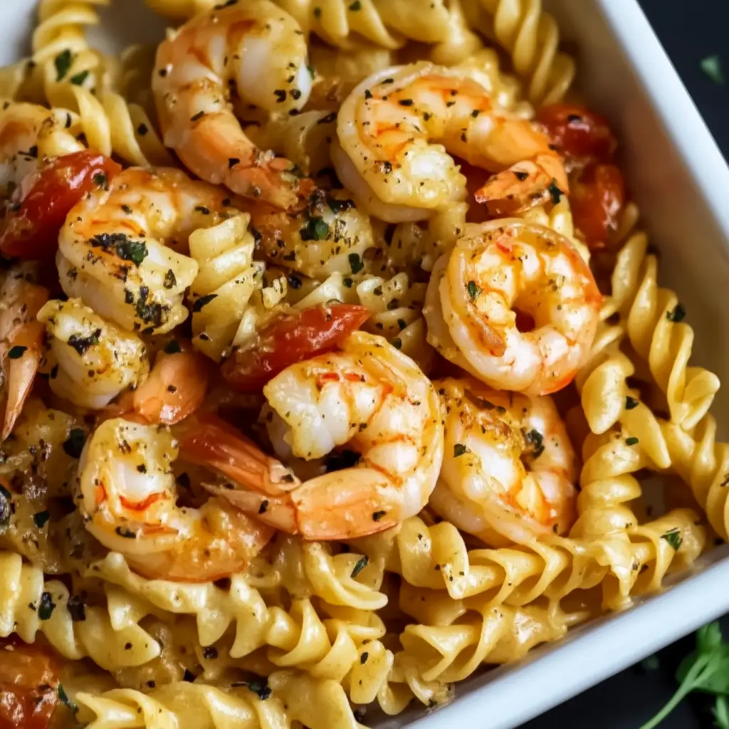 Jamaican Shrimp Pasta with Cheese and Vegetables