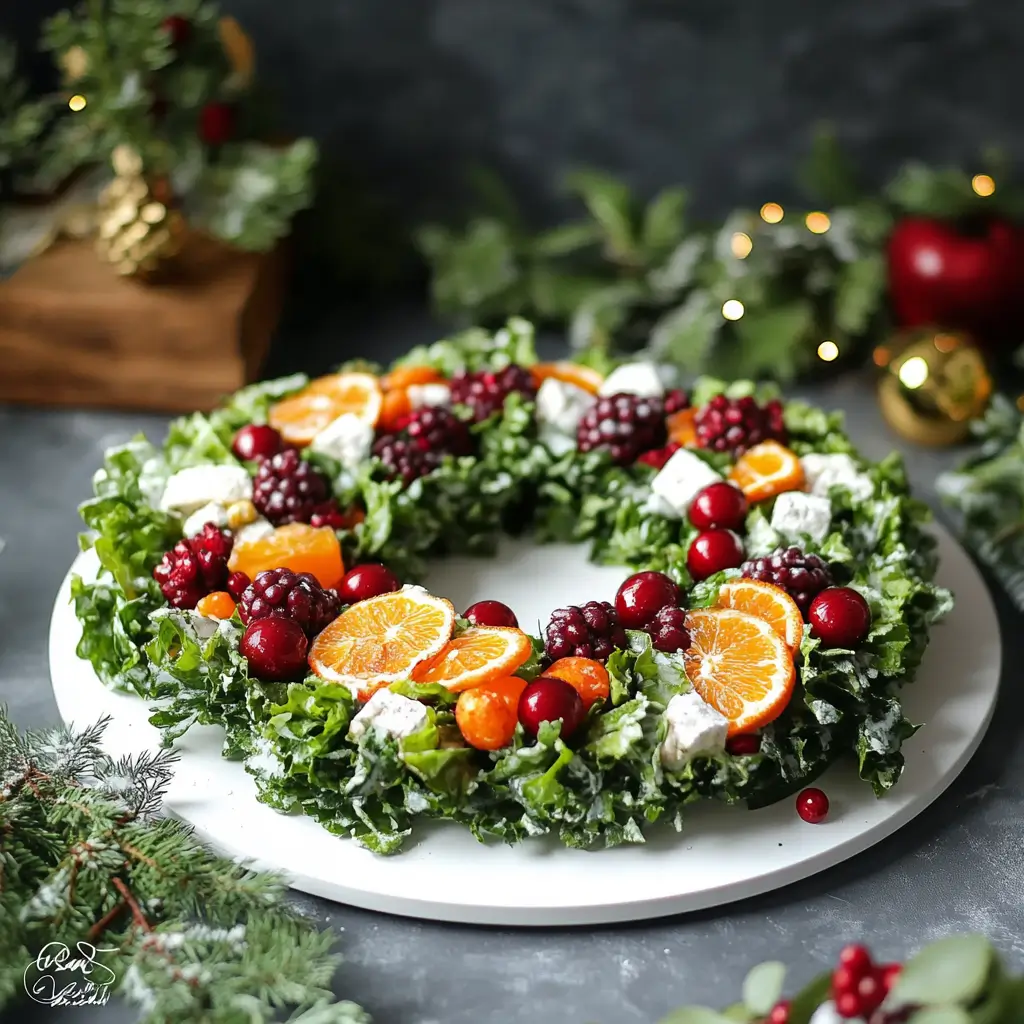 Make-Ahead Winter Salad Wreath for Holiday Parties