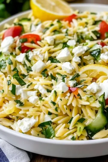 Mediterranean Lemon Orzo Salad with Feta