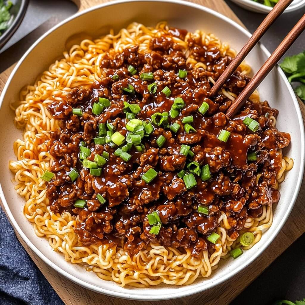 Mongolian Beef with Ramen Noodles in 30 Minutes