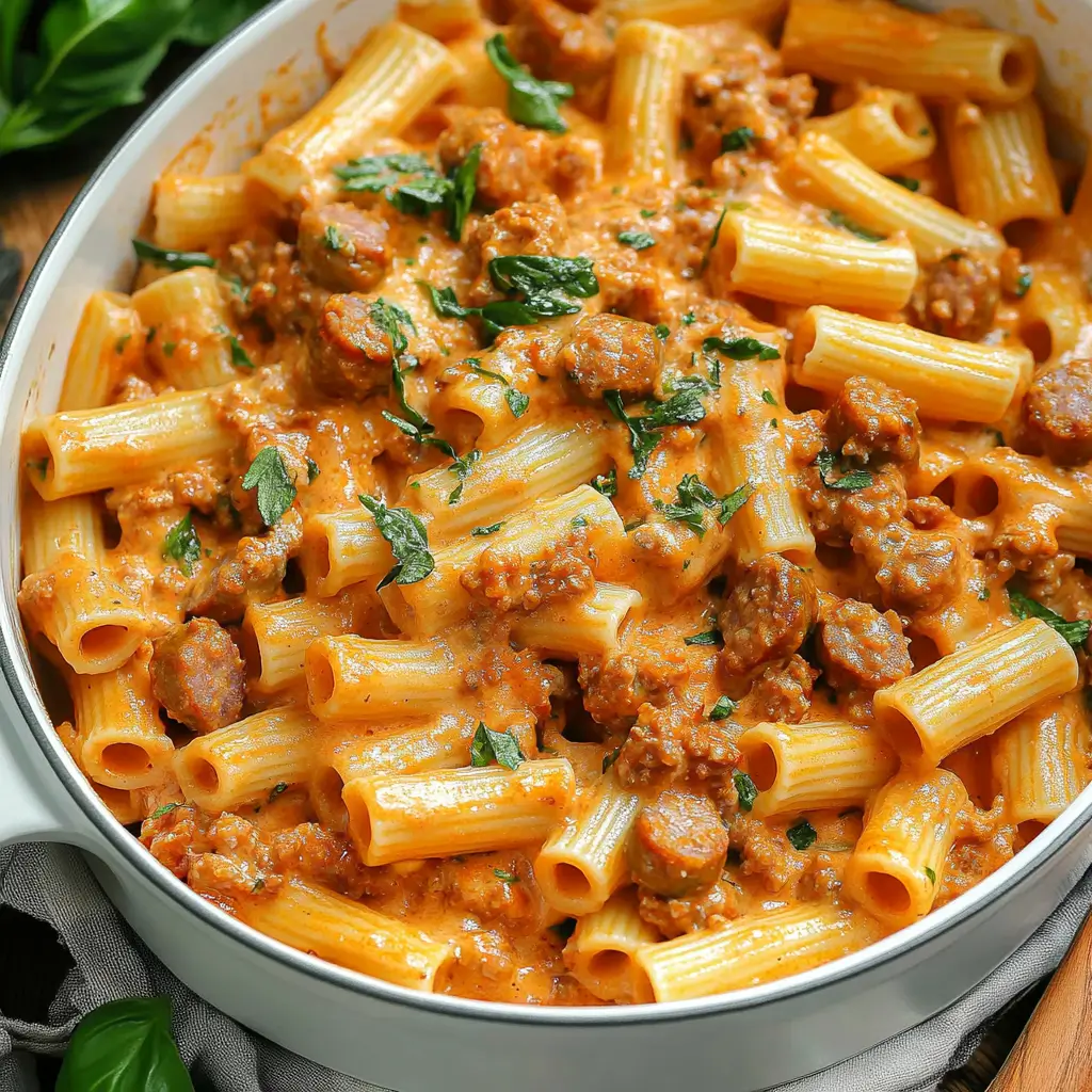 Quick and Easy Creamy Sausage Rigatoni Pasta