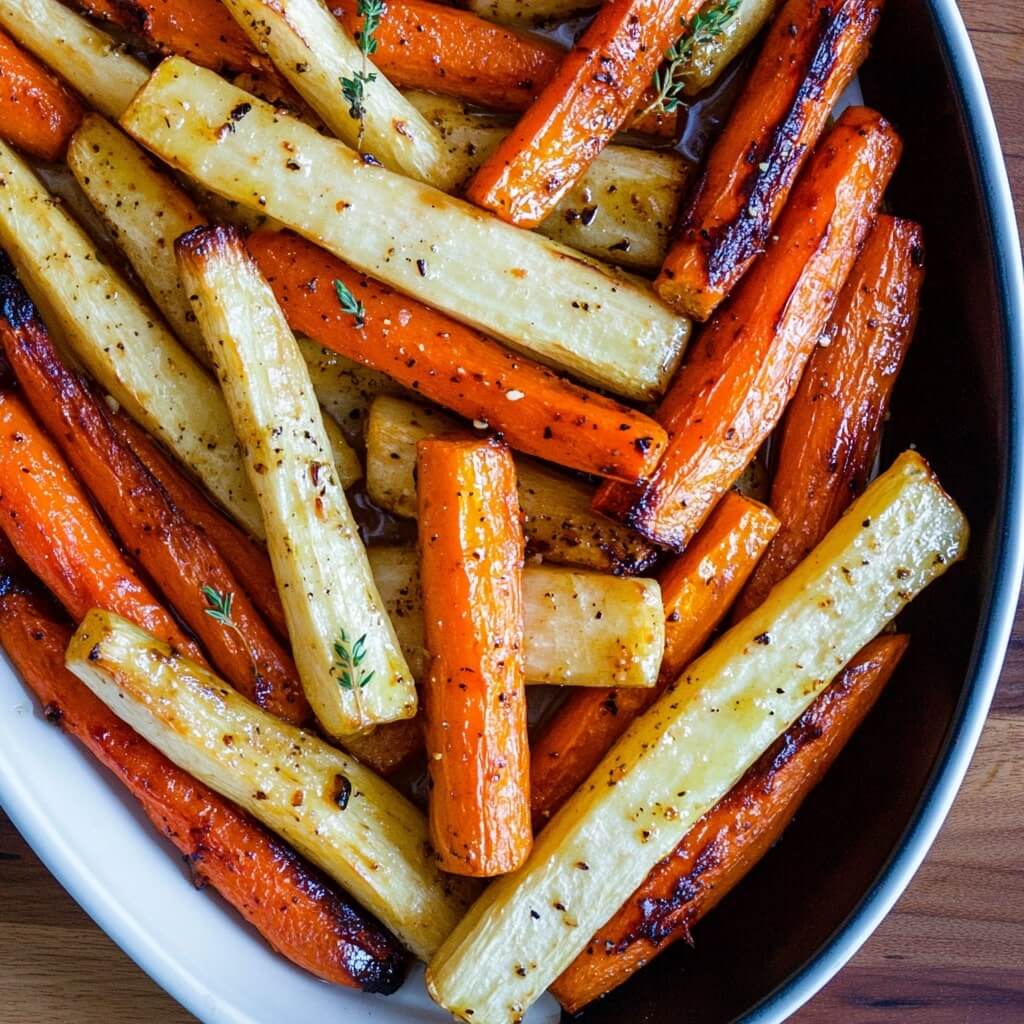 Roasted carrots and parsnips with rosemary