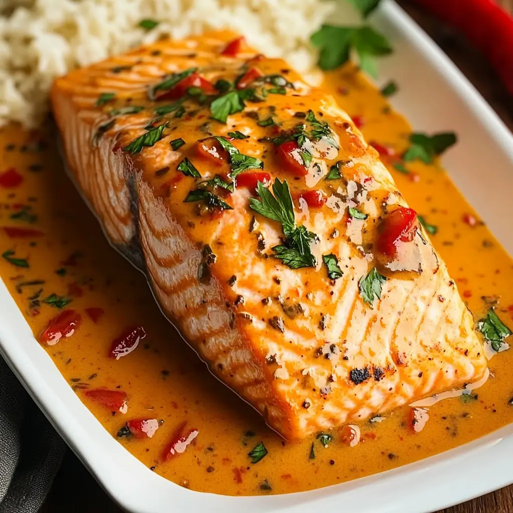 Salmon in Roasted Pepper Sauce