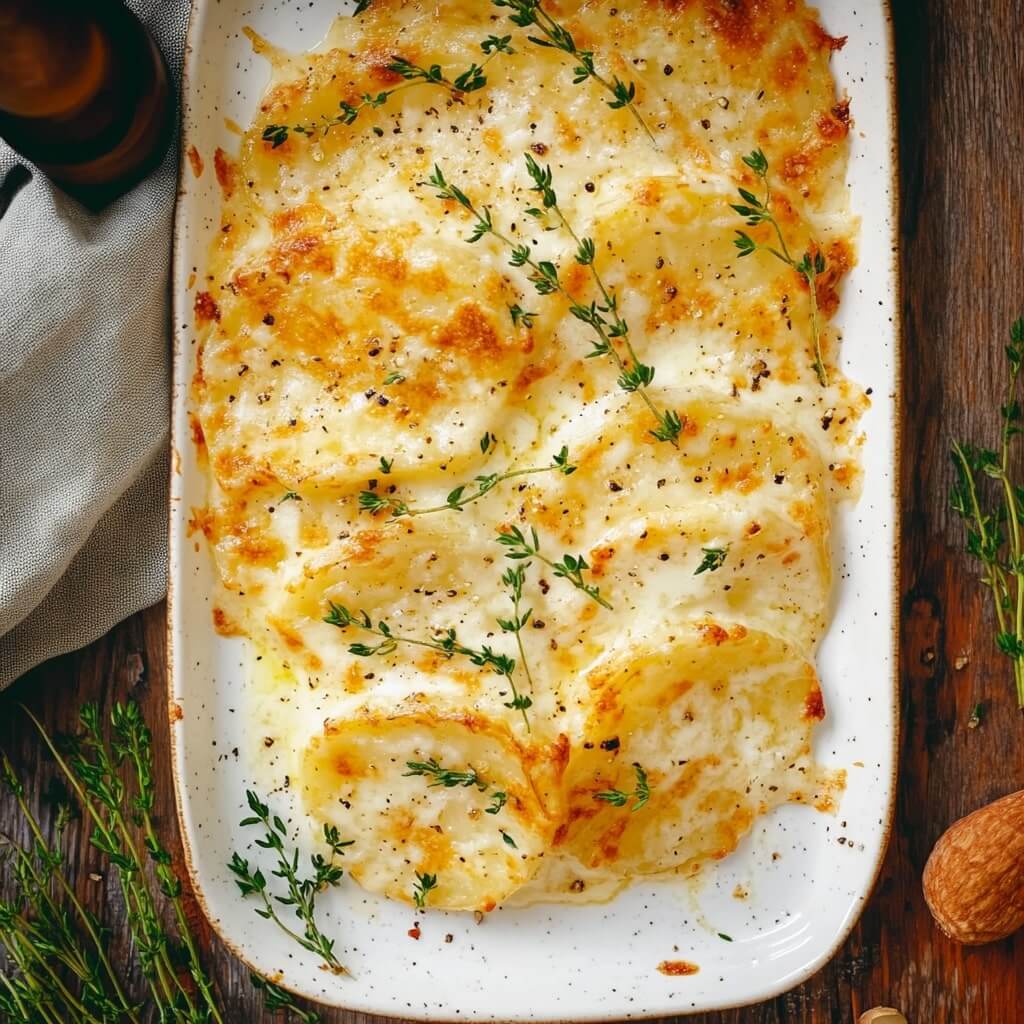 Scalloped Potatoes Recipe with Thyme and Garlic