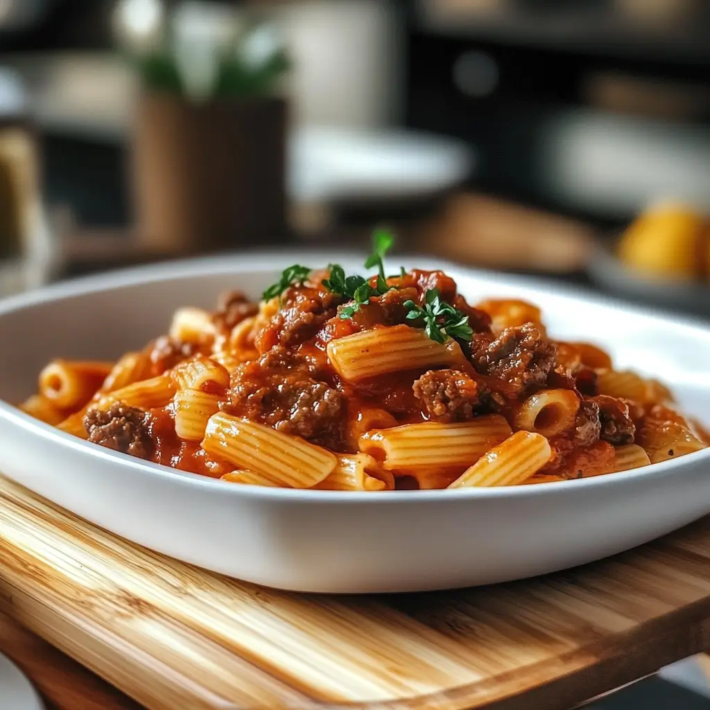 Simple Beef Pasta with Tomato Sauce Recipe